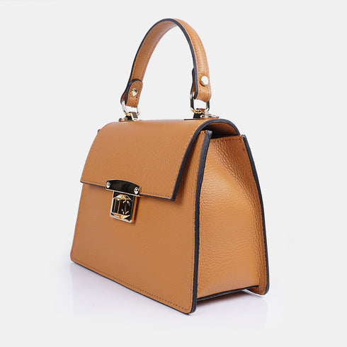 Bolso de con cadena para mujer con asa de mano con solapa marrón Claudia