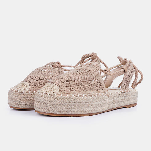 Sandalias de esparto mujer con plataforma taupe Rocío