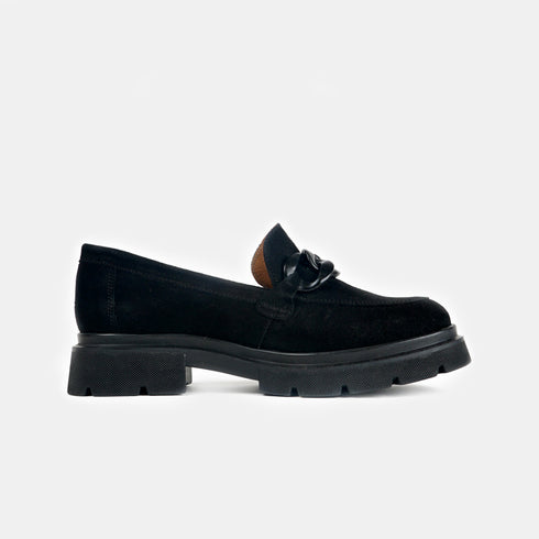 Mocasines de piel con plataforma negro Abril