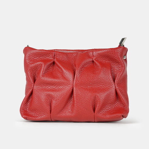 Bolso de bandolera de piel arrugada burdeos Cecilia S