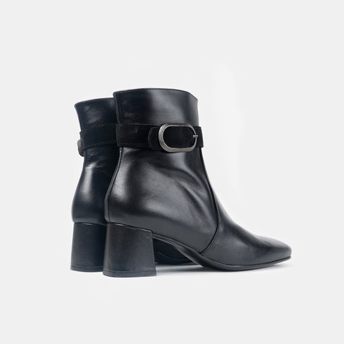 Botines de piel para mujer con tacón negro Lana