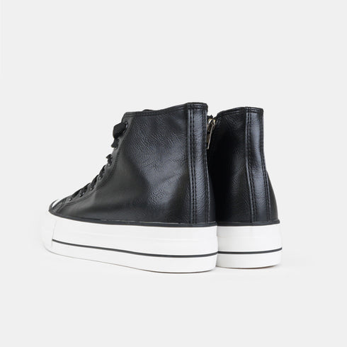 Zapatillas alta con cordones de PU negras Constance