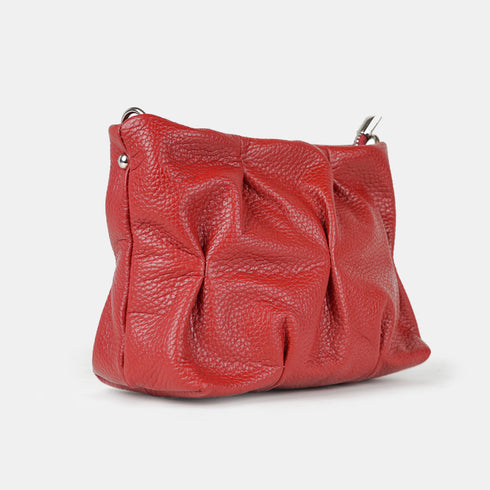 Bolso de bandolera de piel arrugada burdeos Cecilia S