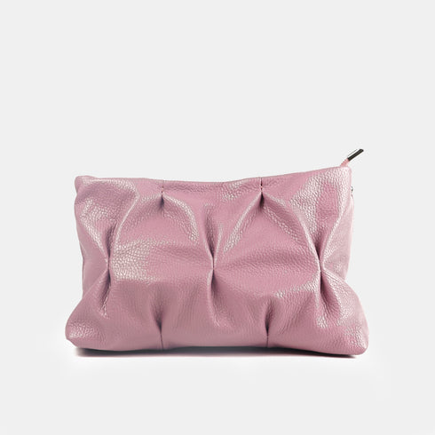 Mala a tiracolo de pele rugosa rosa Cecilia