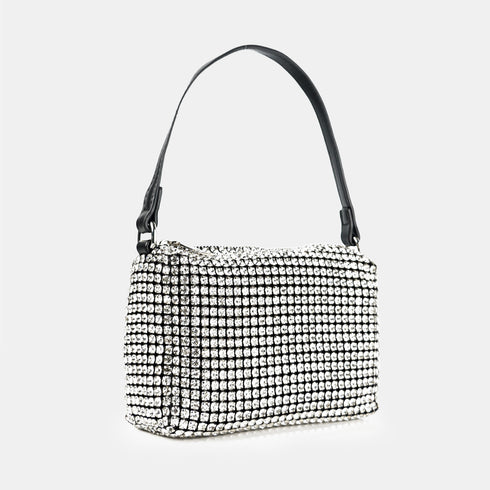 Bolso de mano de fiesta con piedras glamurosas plata Kelly