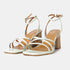 Sandalias con tacón de piel para mujer verde Esmeralda