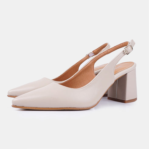 Zapatos con tacón para mujer de piel beige Mary