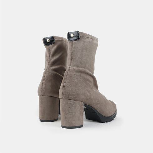 Botines de tacón mujer de antelina taupé Pineda