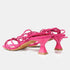 Sandalias con tacón de piel con tiras trenzadas para mujer fucsia Gabriella