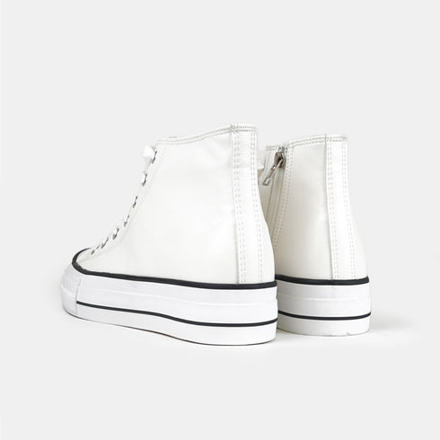 Zapatillas alta con cordones de PU blancas Constance