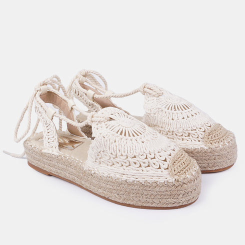 Sandalias de esparto mujer con plataforma beige Rocío