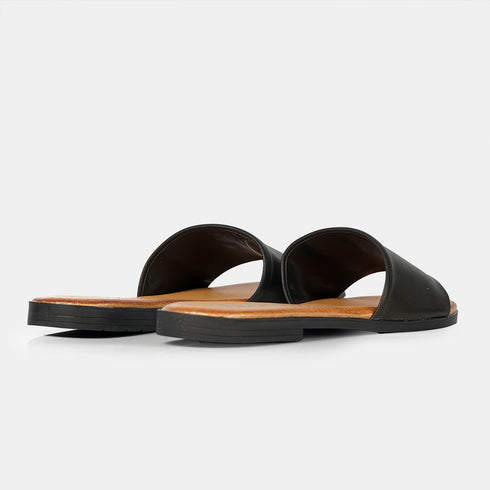 Sandalias planas de piel para mujer negro Alejandra