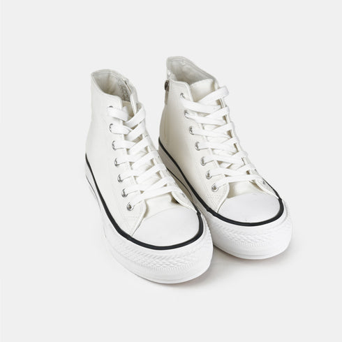 Zapatillas alta con cordones de PU blancas Constance