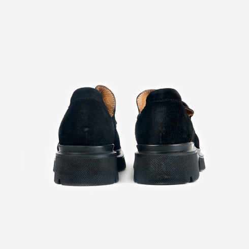 Mocasines de piel con plataforma negro Abril