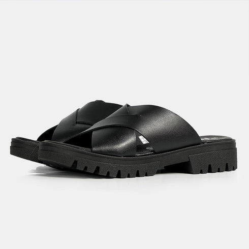 Sandalias de mujer de piel con plataforma negro Matilde