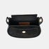Bolso de bandolera con solapa piel serraje negro Camila