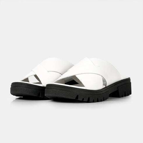 Sandalias de mujer de piel con plataforma blanco Matilde