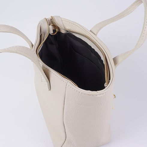 Bandolera para mujer de piel con asa de mano beige Helia