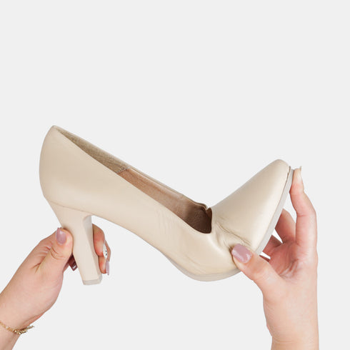 Zapatos de tacón 8cm de piel beige Tania