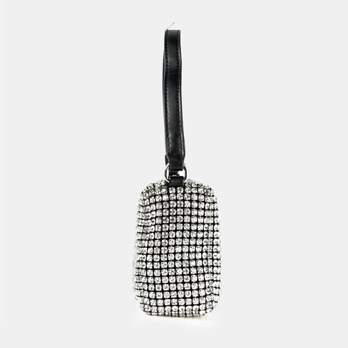 Bolso de mano de fiesta con piedras glamurosas plata Kelly