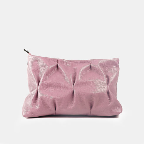Mala a tiracolo de pele rugosa rosa Cecilia