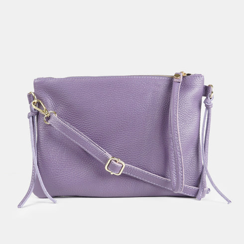 Bolso bandolera de piel lila Tamara