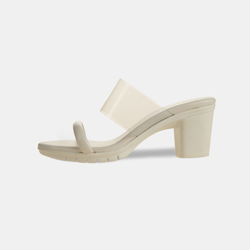 Sandália de salto com tira transparente Aqua Branco