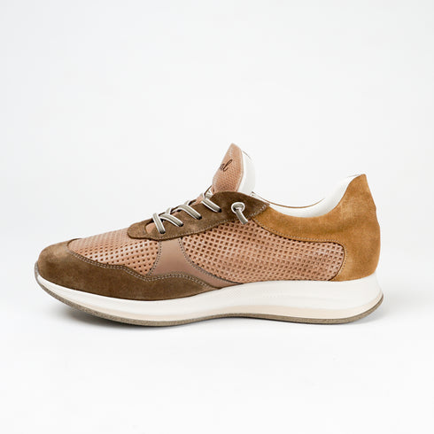 Zapatilla deportiva de hombre piel con cordones marrón Ezra