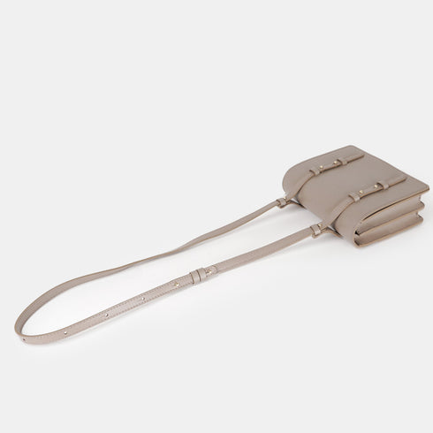 Mala de ombro de pele para senhora cáqui Ainara