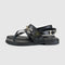 Sandalias planas de mujer de piel negro Sami