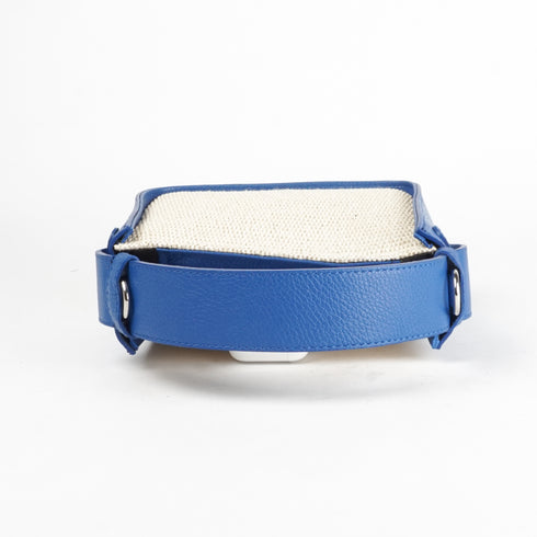 Bolso de mano de piel y rafia para mujer Pandorina Azul Klein