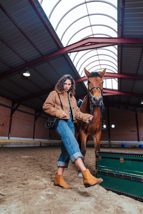 Botines mujer de serraje camel Abby