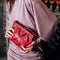Bolso de bandolera de piel arrugada burdeos Cecilia S
