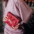 Bolso de bandolera de piel arrugada burdeos Cecilia S