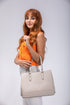 Bolso shopper tote de piel beige Hayley