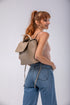 Mochila de pele para mulher caqui Bora