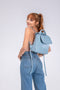 Mochila de piel para mujer celeste Bora