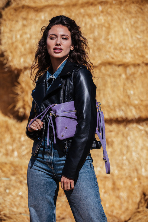 Bolso bandolera de piel lila Tamara