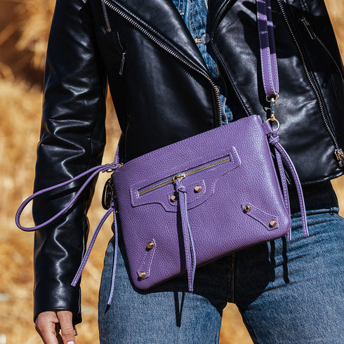 Bolso bandolera de piel lila Tamara