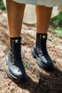 Botas con cordones de piel para mujer negro Lena