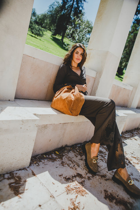 Mocasines de piel con plataforma taupe Abril
