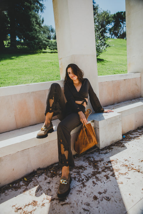 Mocasines de piel con plataforma taupe Abril