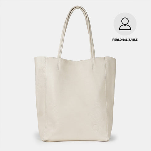 Bolso shopper para mujer de piel para personalizar beige Amy