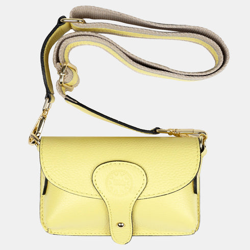 Bolsa tiracolo porta-telemóvel de pele Pili amarelo limão