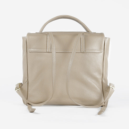 Mochila de pele para mulher caqui Bora
