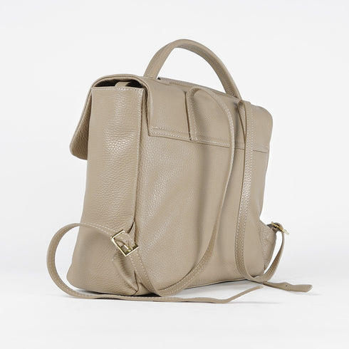 Mochila de pele para mulher caqui Bora