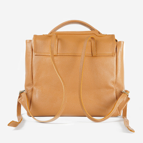 Mochila de pele para senhora, castanha Bora