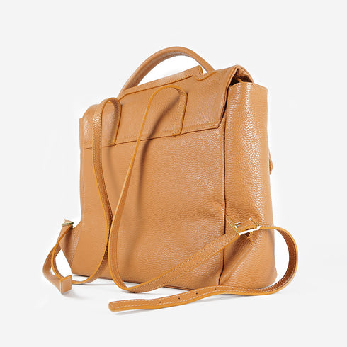 Mochila de pele para senhora, castanha Bora