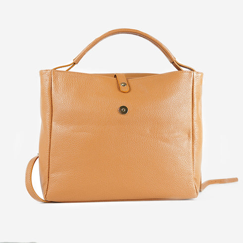 Mochila de pele para senhora, castanha Bora