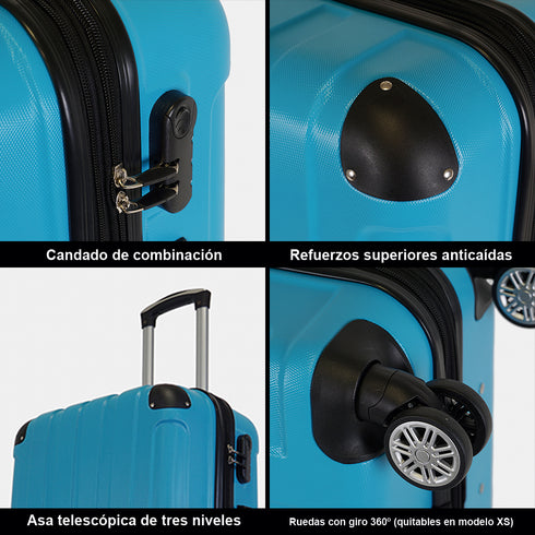 Maleta de viaje grande extensible L-77cm-23kg-116L de ABS Kike turquesa